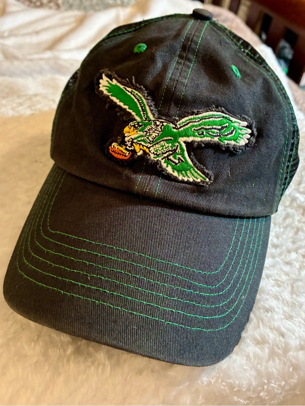 Philadelphia Eagles Throwback Mesh ‘47 Brand Stretch Fit Hat NFL Philly Cap S/M